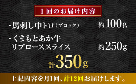 【全12回定期便】くまもとあか牛スライスと厳選馬刺しの堪能セット 計約350g 【有限会社 スイートサプライなかぞの】[ZBV084]