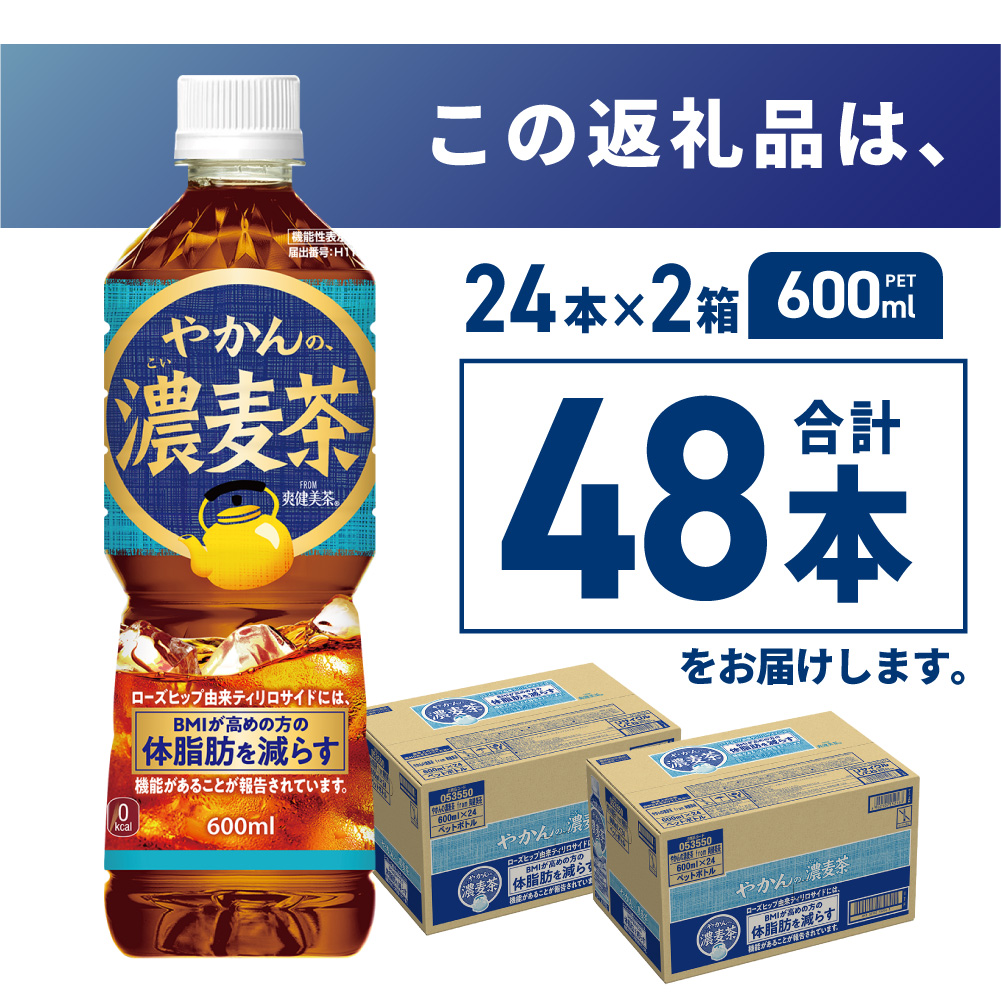 【機能性】やかんの濃麦茶 from 爽健美茶 600mlPET×48本｜飲料 ドリンク 飲み物 お茶 麦茶 北海道 札幌市