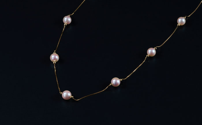 【選べる！】【パールポジションも2連も♪】8.0-8.5mm アコヤ真珠ロングステーションネックレス（ イエローゴールドorプラチナ ） / 佐賀県 [41AAAA016]