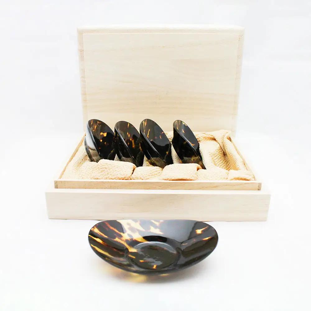 【7営業日以内発送】【限定1】本べっ甲お茶托セット ／ お茶托 茶托 茶たく セット 食器 和食器 カトラリー 受け皿 コースター トレイ トレー 来客 お茶出し 茶道具 雑貨 日用品 工芸品 鼈甲 