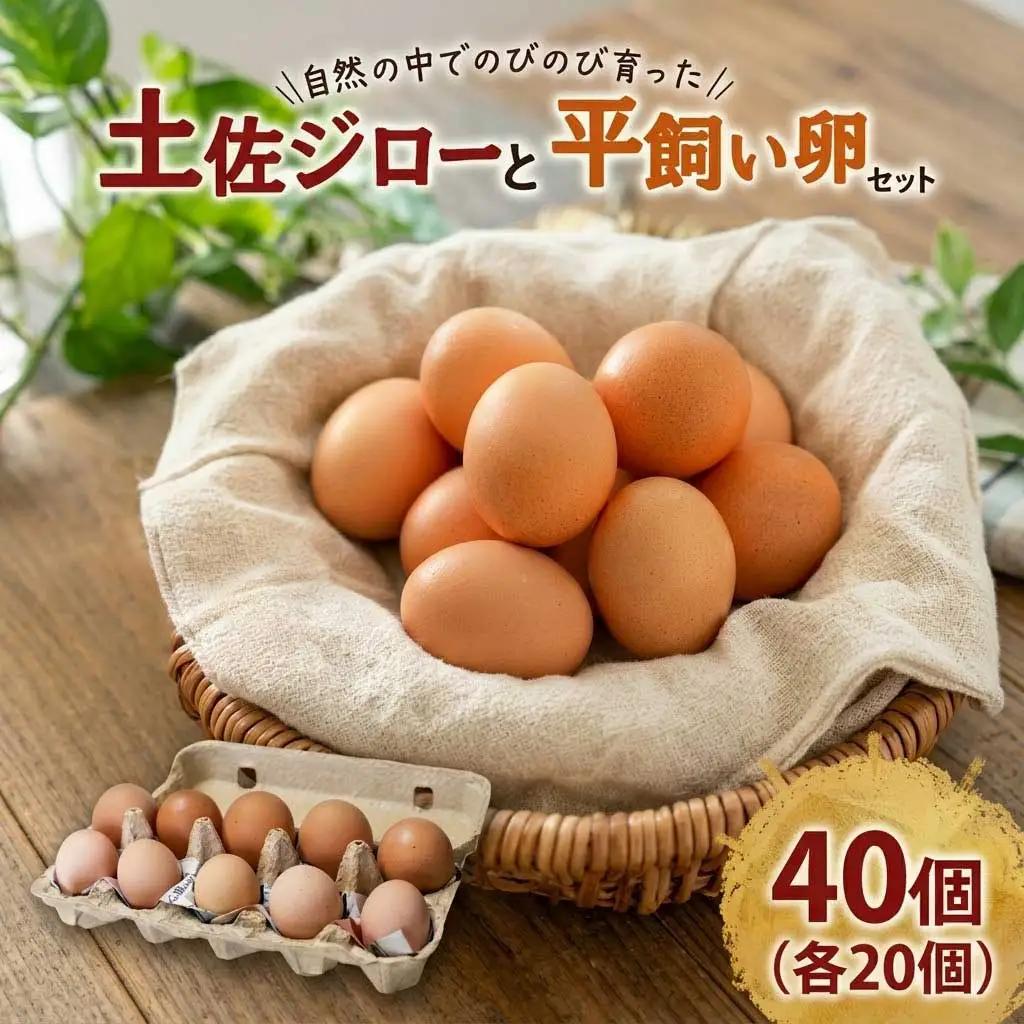 【土佐ジローの卵と平飼い卵 セット】 計40個(各20個)