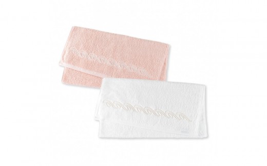 【1秒タオル】プレジール　バスタオル2枚セット（ホワイト,サーモンピンク）