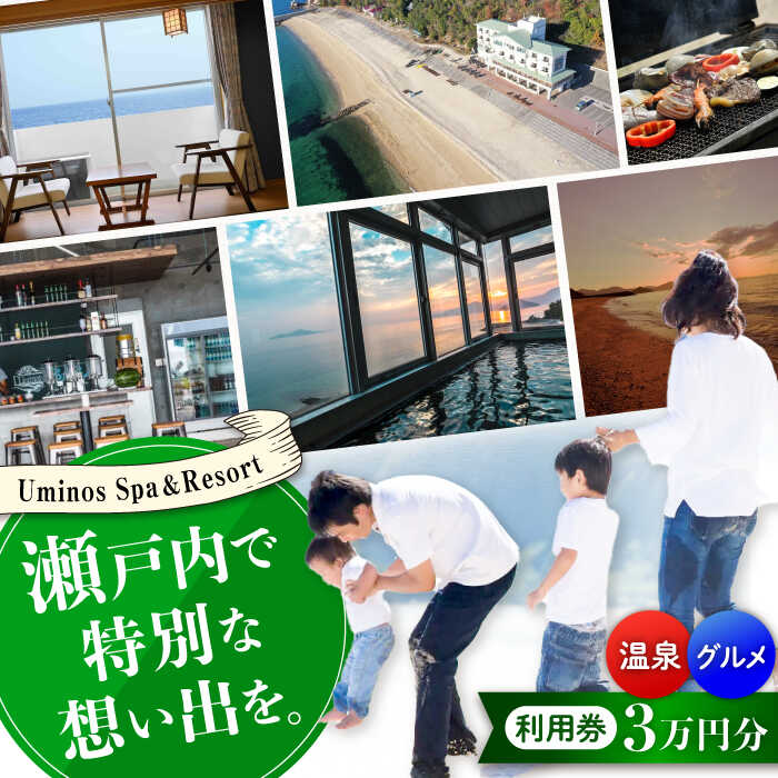 【ふるさと納税】【絶景オーシャンビュー】Uminos 利用券 3万円分（1000円分×30枚）宿泊券 温泉 旅行 ホテル 旅館 チケット 体験 観光 国内旅行 トラベル ご招待 ペア 夫婦 カップル 記念日 人気 送料無料 瀬戸内海 広島県 江田島市/Uminos Spa & Resort[XBZ003]