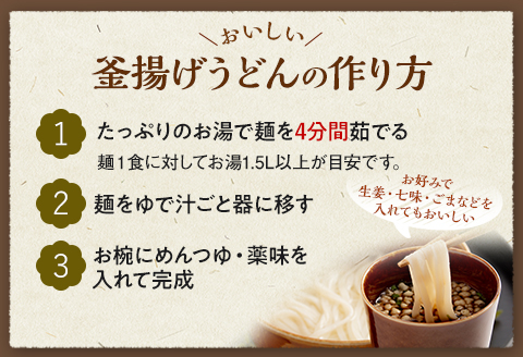 宮崎名物 釜揚げうどん 16食入り つゆ、揚げ玉、薬味付き