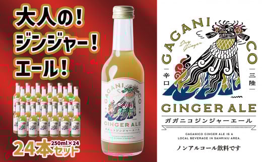 先行予約【 炭酸飲料 】 ガガニコ ジンジャーエール 24本セット ( 250ml × 24本 )【 飲み物 ノンアルコール 北限のゆず しょうが プレゼント 】2024年9月以降順次発送