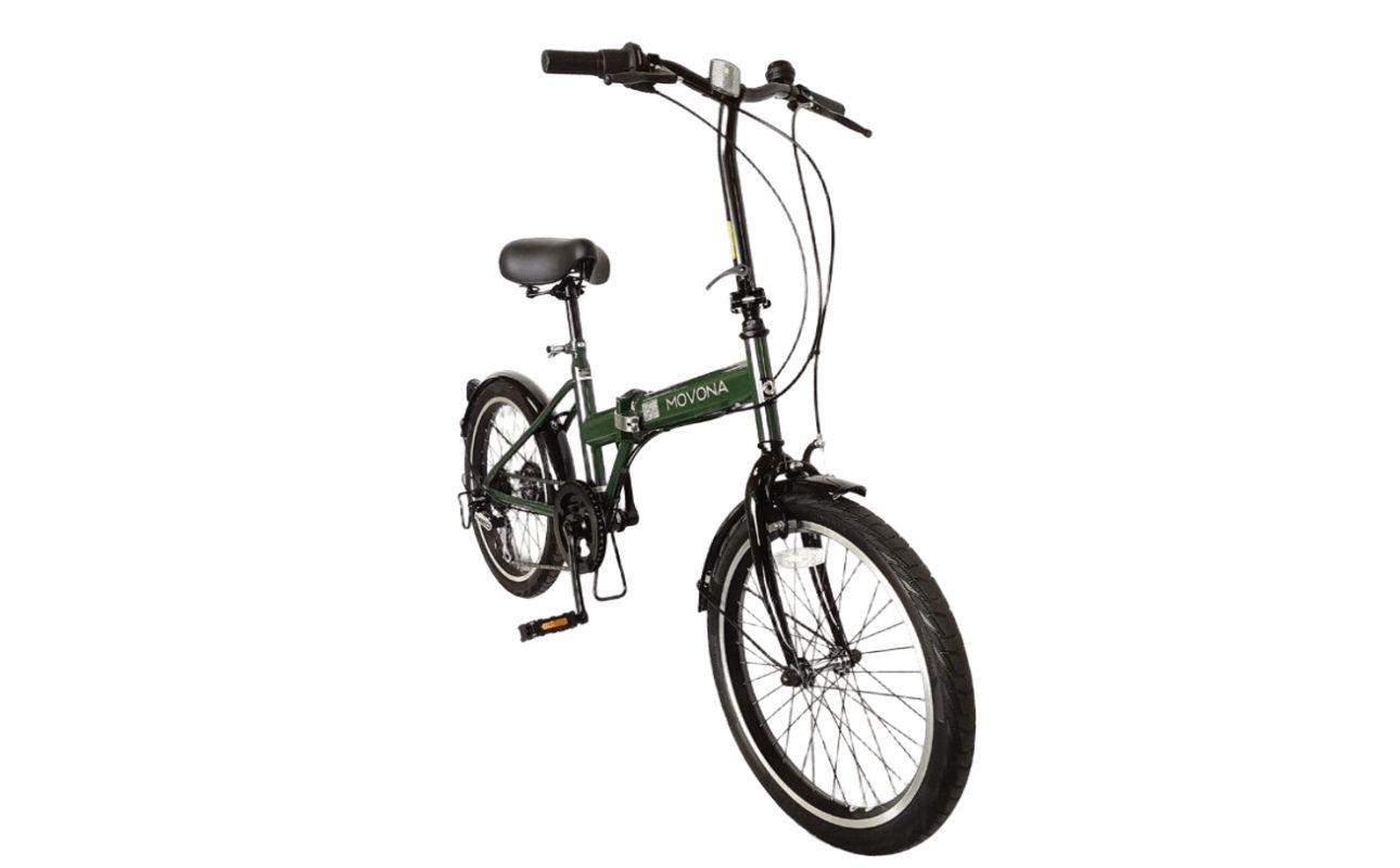 ノーパンク 折りたたみ自転車 MOVONA 20インチ ワイドタイヤ Dark Green（ダークグリーン） SHIMANO6段変速 空気入れ不要 パンクしない 通勤 通学｜武田産業 フォールディング