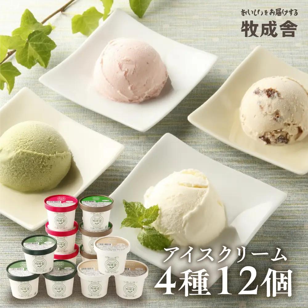 【牧成舎】ミルクの旨みたっぷり アイスクリーム 4種12個｜アイス