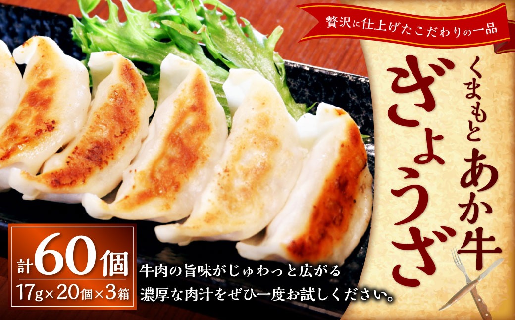 熊本和牛あか牛ぎょうざ60個（あか牛ぎょうざ20個入り×3箱）計60個 あか牛 餃子 ぎょうざ 焼餃子 牛肉 お肉 肉 褐牛 褐毛和種 和牛 国産牛 熊本県 上天草市 冷凍
