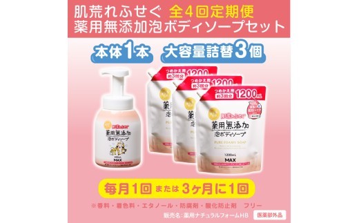 【3ヶ月に1回お届け】【全4回定期便】肌荒れを防ぐ薬用無添加　泡ボディソープセット　＜無添加生活シリーズ＞ ※北海道・沖縄・離島への配送不可
