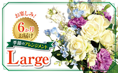 お楽しみ！6か月 お届け 季節のアレンジメント「Large」 | アレンジ タイプ 高さ約42cm 横幅約40cm お花 flower フラワー ふらわー 花 はな リトルシード インテリア 植物 定期便 定期 お任せ お見舞い ギフト お祝い 誕生日 親孝行 プレゼント贈り物 新鮮 調布 東京都