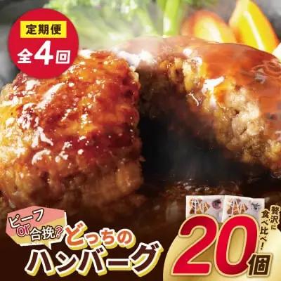 Z61-87 寄附額改定↓↓ 【4回定期便】どっちのハンバーグ(デミグラスソース)20個【ビーフ・合挽 各10個】 ハンバーグ
