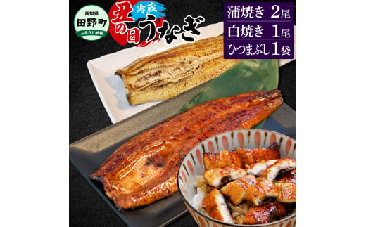 ≪土用丑の日までにお届け≫ ～四国一小さなまち～ 特選うなぎの蒲焼き2尾 白焼き1尾 ひつまぶし1袋 1尾あたり約130g タレ付き 山椒付き ウナギ 鰻 かば焼き 無頭 国産【7/15入金分まで】
