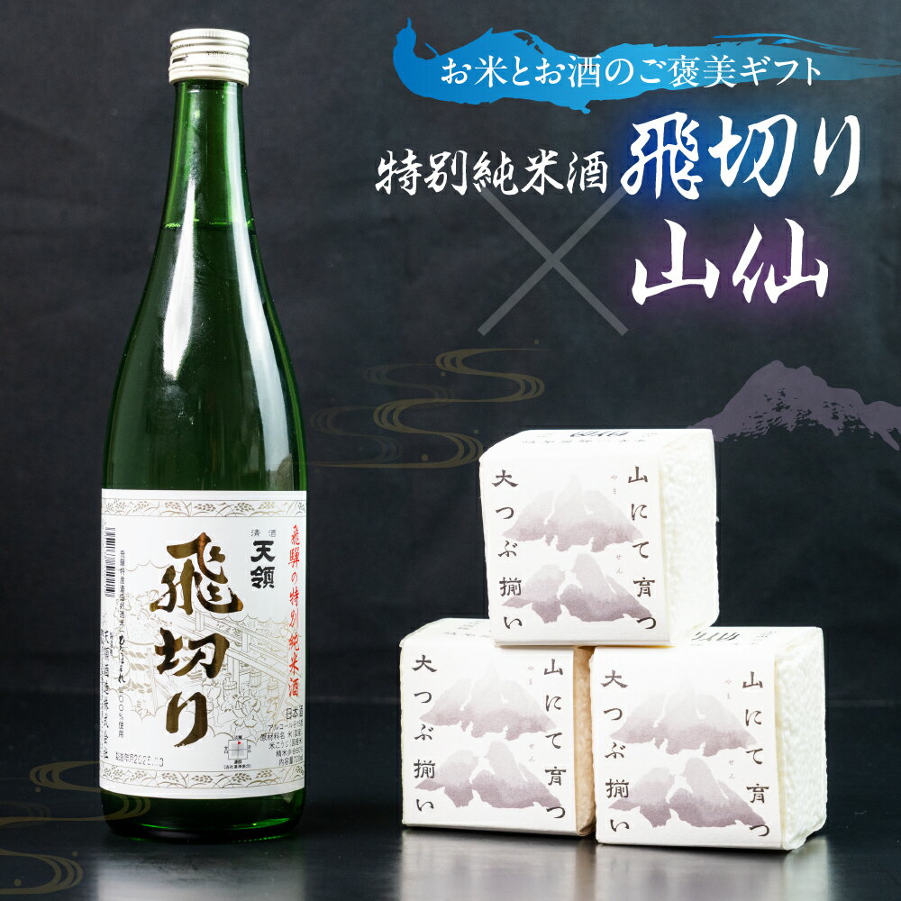 【ふるさと納税】天領酒造 特別純米酒飛切り 720ml 1本・山仙キューブ米3個（1個 300g）セット 純米吟醸 天領 酒 日本酒 米 ギフト いのちの壱 山仙 贈答 下呂市