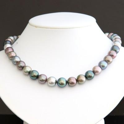 ふるさと納税 山梨市 SV黒蝶真珠マルチカラーネックレス【大きさ11mm-12mm】45cm前後 |  | 01