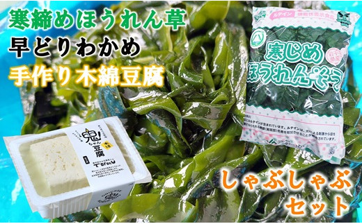 
            【先行予約】 【令和8年1月下旬～発送予定】 寒締めほうれん草＆早どりわかめ＆豆腐 しゃぶしゃぶセット
          