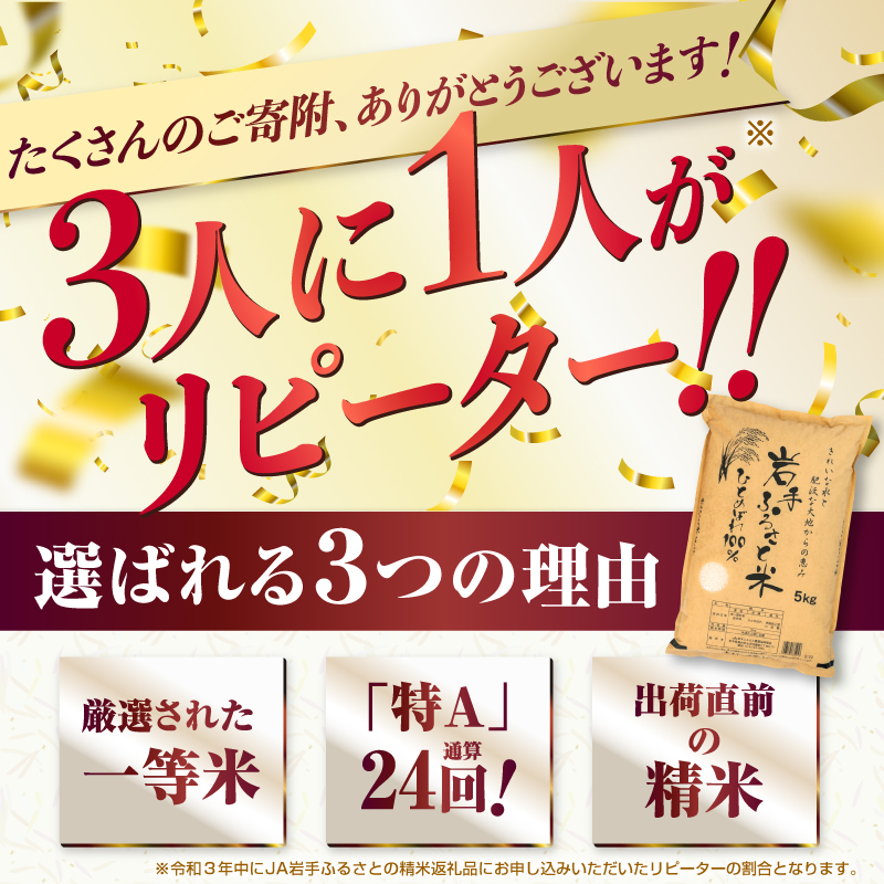 3人に1人がリピーター! ☆全12回定期便☆ 岩手ふるさと米 5kg×12ヶ月（計60kg） 一等米ひとめぼれ 令和7年産 東北有数のお米の産地 岩手県奥州市産【配送時期に関する変更不可】 [U014