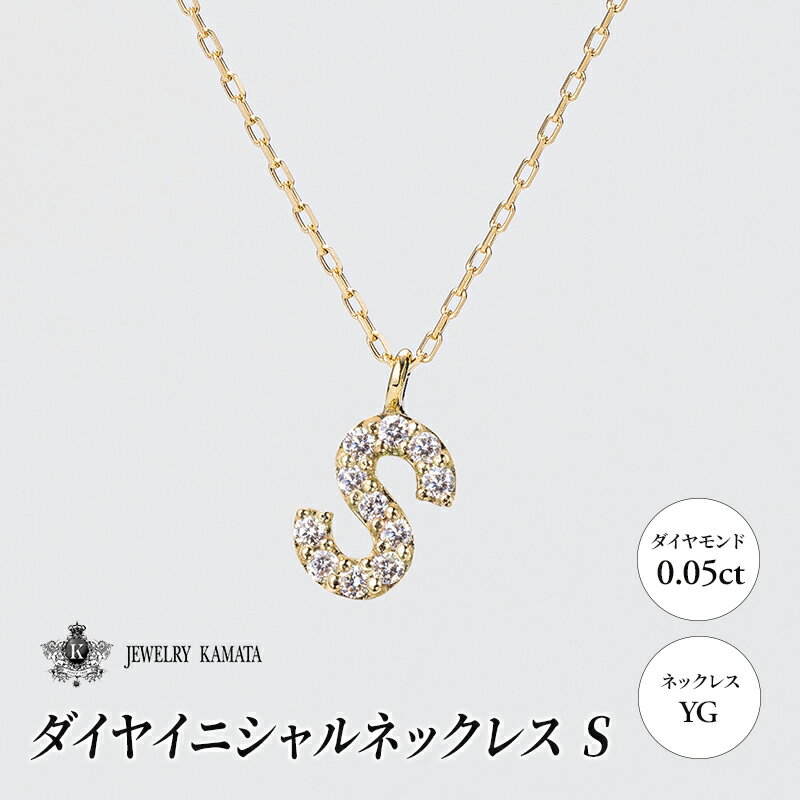 【ふるさと納税】ネックレス YG 0.05ct ダイヤイニシャルネックレス S【 ペンダント ダイヤモンド ダイヤ イエローゴールド ゴールド アクセサリー ジュエリー 宝石 フォーマル カジュアル 】　お届け：入金確認後60日前後で発送