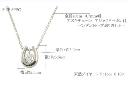 PT900 馬蹄モチーフ ペンダント ダイヤ 0.1ct ジュエリーケース付