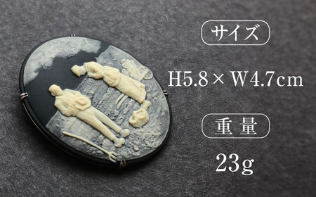 【GRAND CAMEO】　ミレー「晩鐘」 ブローチ＆ペンダントトップ 特大 / アクセサリー 装飾品 ブローチ ペンダント カメオ アンティーク レトロ / 瀬戸市 / 陶華[BBCD008]