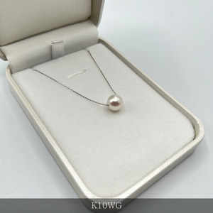 1665　K10WG　アコヤ真珠　スルーペンダント　8㎜アップ