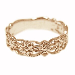 K18ピンクゴールド「透かし柄」地金デザインリング【 32056-3】