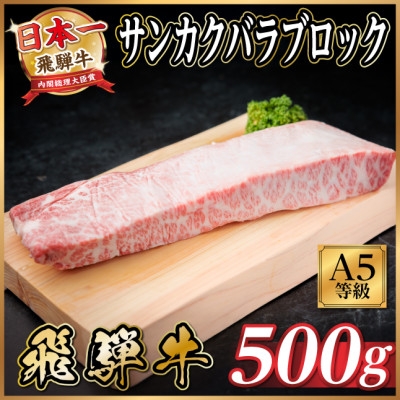 
                  飛騨牛A5等級 三角バラブロック500g 黒毛和牛(ステーキ・焼肉用)【1754750】
                