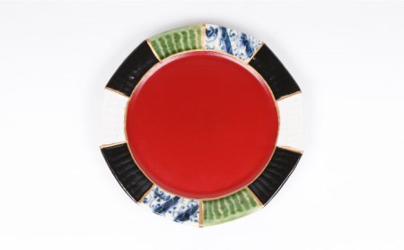 【美濃焼】漆陶 つなぎプレート(21cm) 赤【宗山窯】  食器 プレート 皿 丸皿 和モダン 陶器 和風 ワンプレート メインディッシュ レッド 送料無料    [MBI030]
