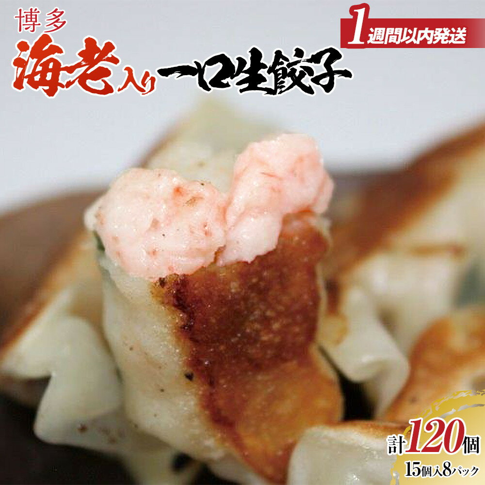 【ふるさと納税】【1週間以内に発送！】餃子 博多 エビ入り 一口生餃子 120個 (15個×8パック) 作り方説明付き | エビ餃子 冷凍餃子 海老餃子 博多一口餃子 ふるさと納税餃子 ぎょうざ ギョーザ 小分け 惣菜 人気 冷凍食品 中華 楽天ふるさと 納税 お取り寄せ 福岡市