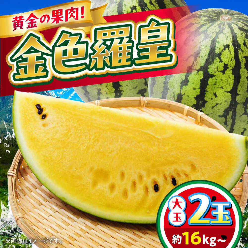 【ふるさと納税】【2026年5月より発送 数量限定】すいか 金色羅皇 2玉入り 約16kg以上 黄色い スイカ 甘い【日本フルーツ株式会社】[AYDA011]