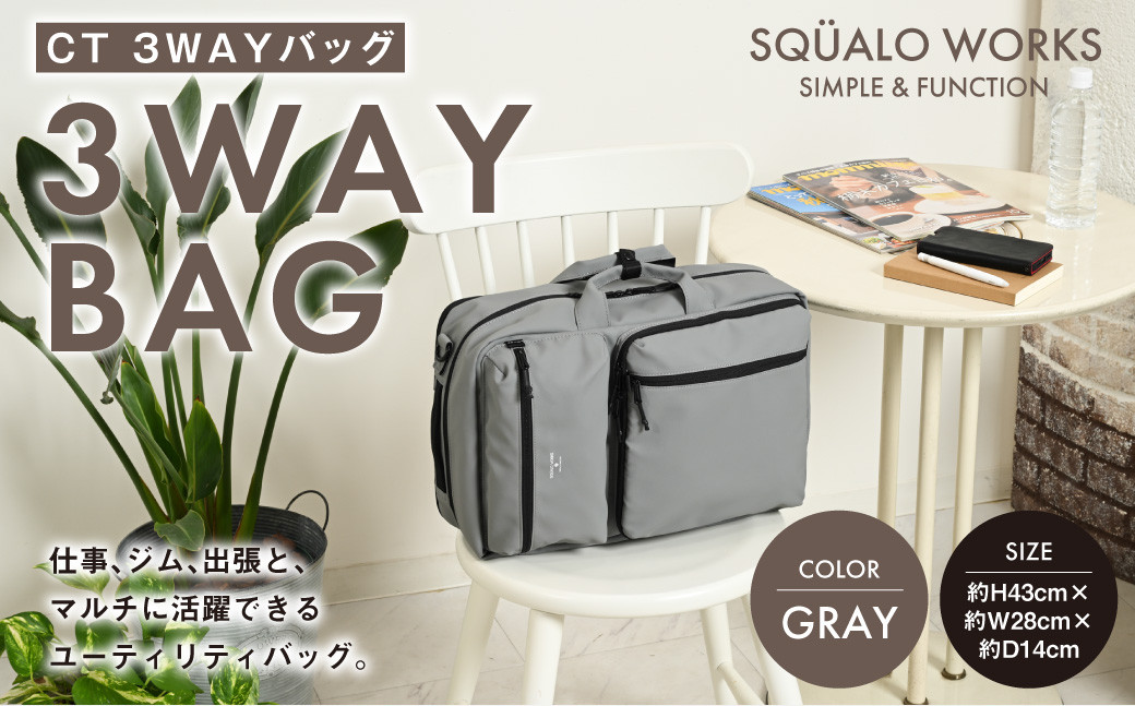 
            CT 3WAYバッグ グレー SW-CT001-GR |  灰色 バッグ 鞄 かばん 収納 充実  送料無料
          