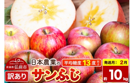 【27年2月発送】りんご サンふじ【訳あり】約10kg 平均糖度13度以上 青森県 弘前市 果物 フルーツ 林檎 リンゴ くだもの 不揃い 規格外 [先行予約 家庭用 産地直送 アップル 青森県 弘前市]