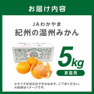 【1262】JAわかやま　紀州の温州みかん（家庭用）5kg
