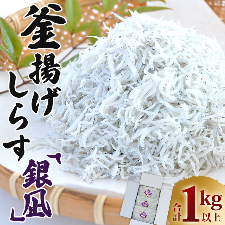 しらす 釜揚げしらす「銀凪」 合計1kg以上（350g×3袋） ＜入金確認後,30日以内に発送予定＞ 1万円以上 10000円以上 ym-0007