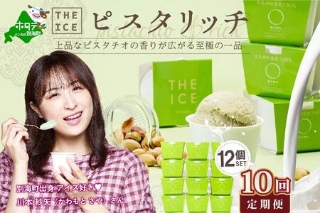 【毎月定期便】【THE ICE】ピスタリッチ12個セット×10ヵ月定期便【be003-1069-100-10】（ちえのわ事業協同組合）（ あいす アイス アイスクリーム ピスタチオ 北海道 別海町 人