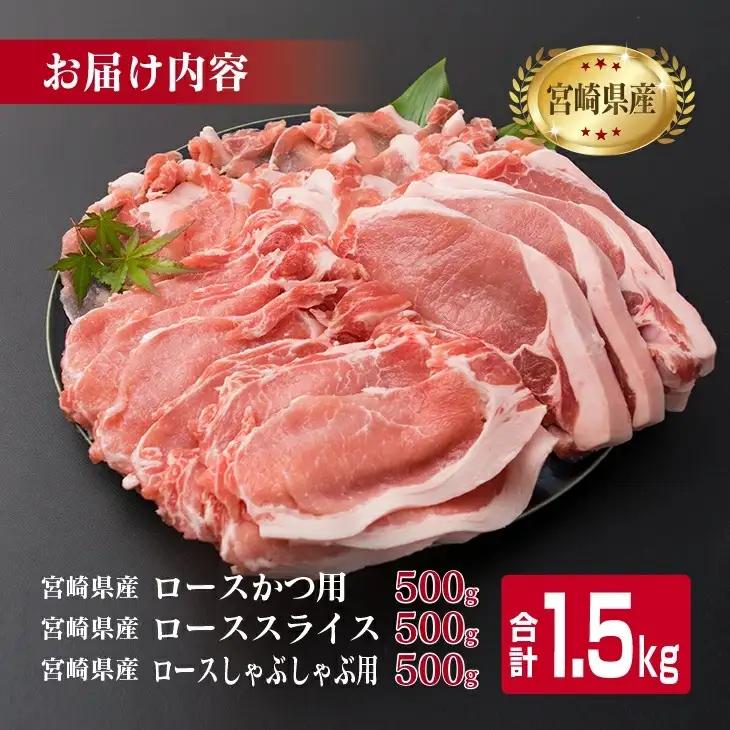 宮崎県産 豚肉 豚ロース バラエティー セット 合計1.5kg ポーク_BB119-23
