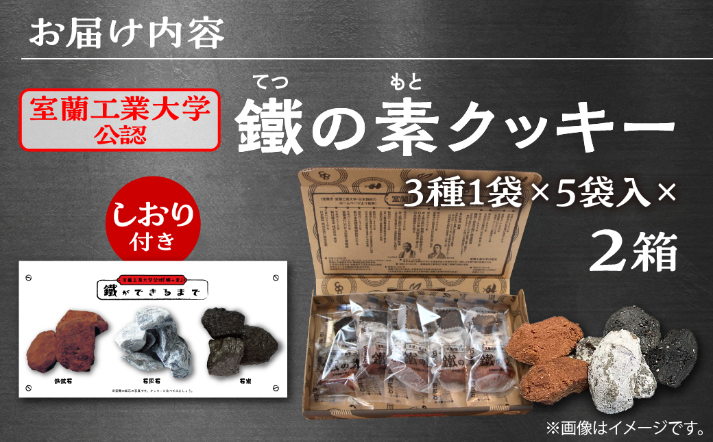室蘭工業大学公認「鐵の素」クッキー （3種1袋×5袋 入）２箱 MROAP002