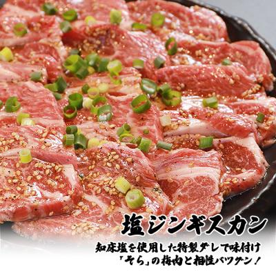 ふるさと納税 中標津町 【定期便:全3回】知床ジンギスカン店「そら」ラム肩ロースジンギスカン2種　計1.5kg【16013】 |  | 02