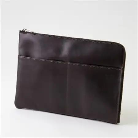 【申込受付後 生産】ジャパンレザー　本革クラッチバッグ(ダークブラウン)　本格牛革使用【1444695】