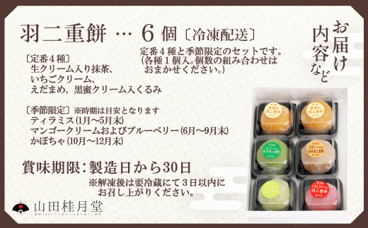 ＜山田桂月堂＞羽二重餅　6個入り 【30P5607】