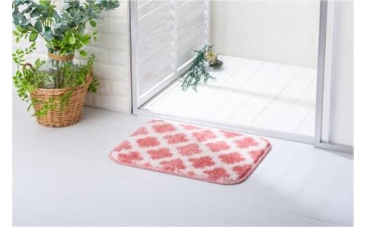 コスモトロンで作った人気のモロッカン柄吸水速乾バスマット縦45cm×横60cm ピンク