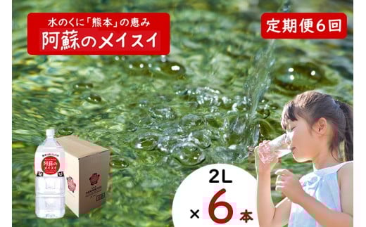 【ふるくま】定期便 6回 阿蘇のメイスイ 阿蘇山 天然水 2L × 6本 1ケース  熊本 阿蘇 水 みず 飲料 くまモンラベル 熊本県 ミネラルウォーター 非加熱殺菌 賞味期限2年 730日 備蓄 保存用