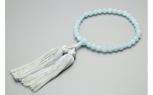 
            【京念珠】 アクアマリン 8mm玉 銀花カガリ房【土屋念珠店/女性用/レディース/念珠/略式/4033】
          