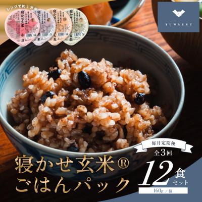 ふるさと納税 稲敷市 【毎月定期便】寝かせ玄米ごはんパック4種ミックス 【160g×12食】全3回