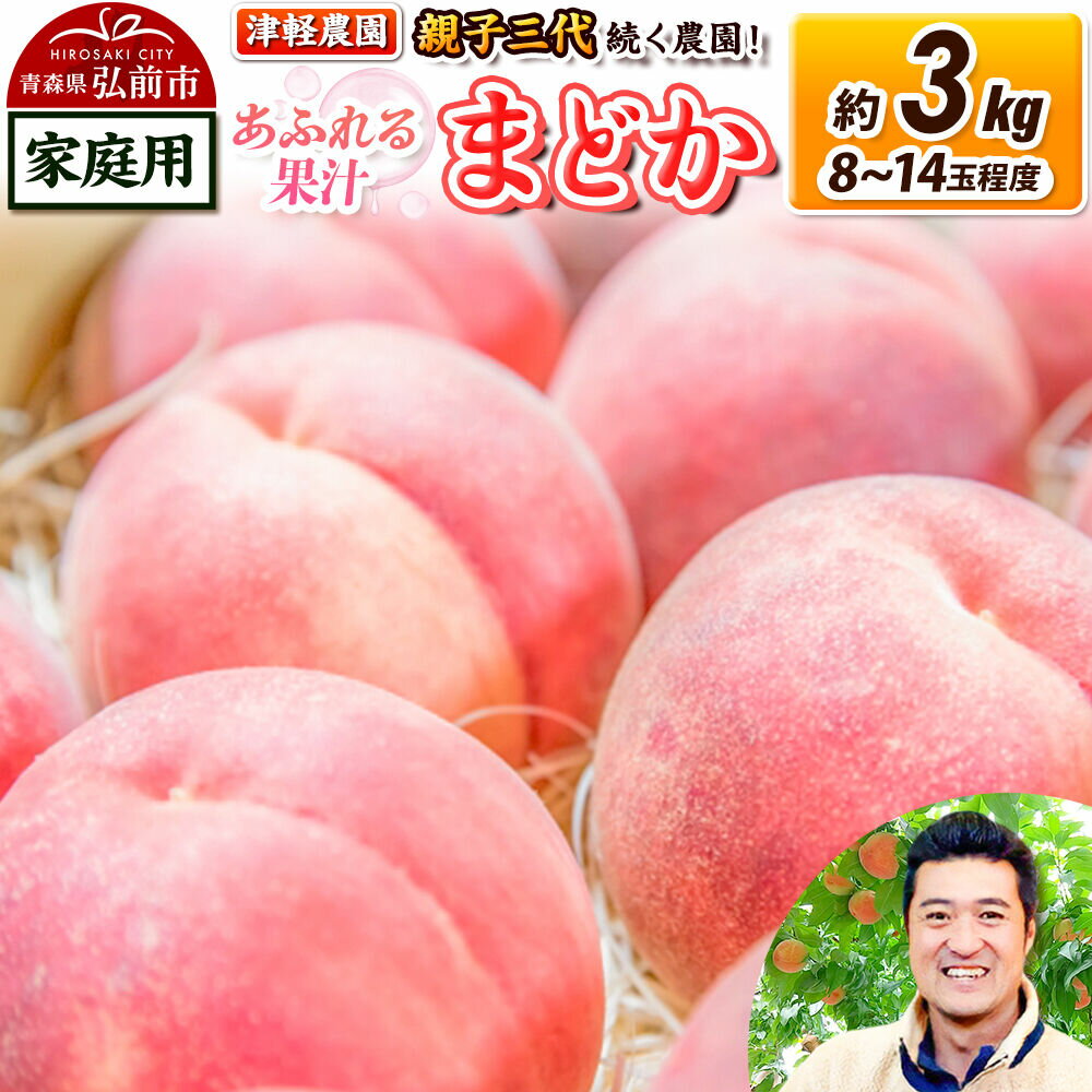 【ふるさと納税】【26年8月発送】桃 約3kg(8〜14玉程度) 青森【2026年産 あふれる果汁 まどか】もも 家庭用 くだもの フルーツ 果物 津軽農園 採れたて 農家直送 [おいしい ピーチ フルーツ もも 果実 果物 青森 津軽 桃 美味]