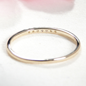 K10YG ダイヤモンド ラインピンキーリング (Fr006)