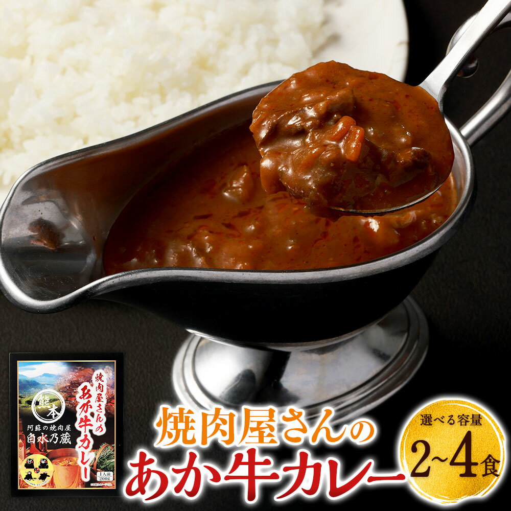 【ふるさと納税】＜選べる内容量＞焼肉屋さんのあか牛カレー 2食入り・3食入り・4食入り 牛肉 お肉 野菜 たまねぎ にんじん タマネギ 玉ねぎ 人参 ニンジン 中辛カレー 惣菜 国産 九州 熊本県 送料無料