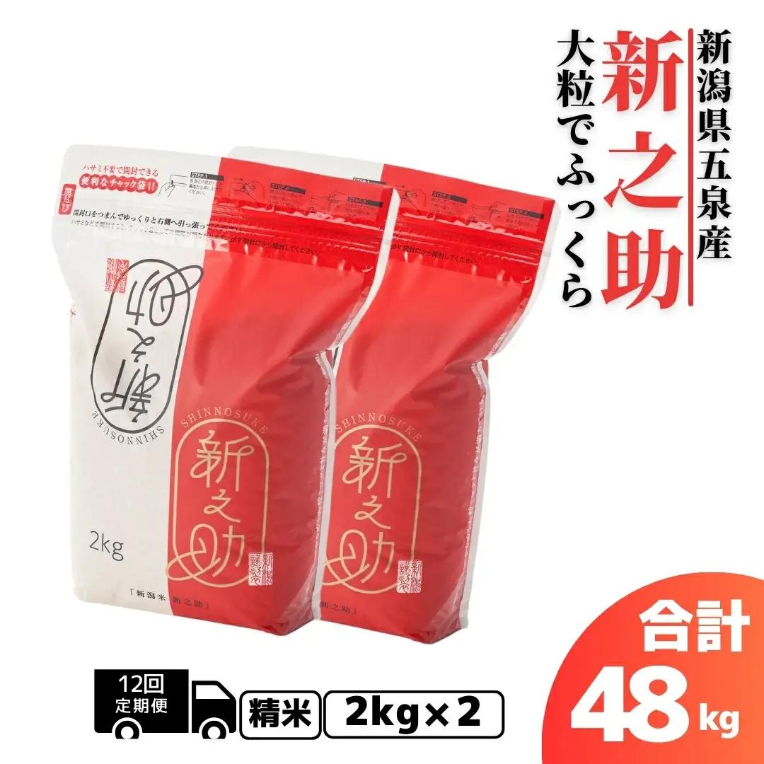 【定期便12回】令和8年産 新米 新之助 4kg(2kg×2袋)×12回 計48kg 先行予約 | 新潟県産 白米 米 五泉市