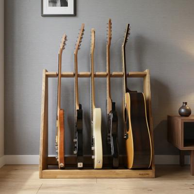 ふるさと納税 横手市 WOOD WORKS ギタースタンド エレキギター・ベース用5本掛【本体:ライトブラウン】 |  | 01
