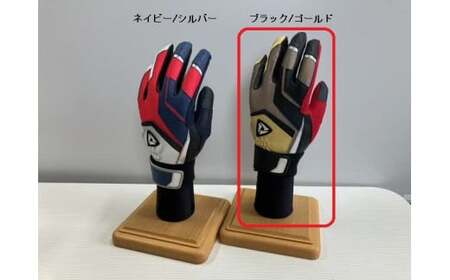 941バッティング手袋（羊革　カラー）【ブラック/ゴールド　Mサイズ】_mk020-138