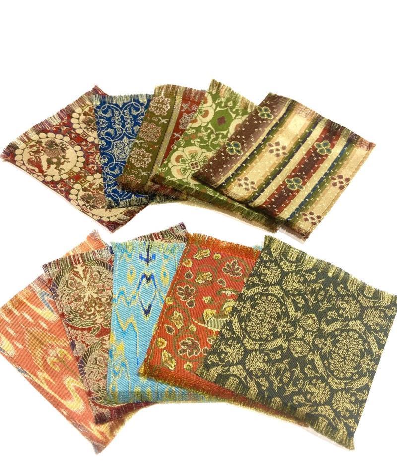 【ふるさと納税】【龍村美術織物】＜柄お任せ＞ コースター10枚セット